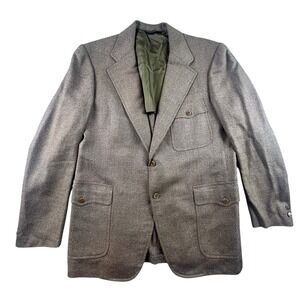 VTG 60s TWEED By Worsted Tex Men's Blazer‎ 42R Brown Sport Coat Thick Wool USA